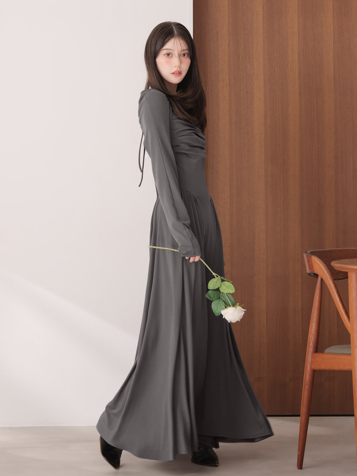 Draping cutsew long onepiece