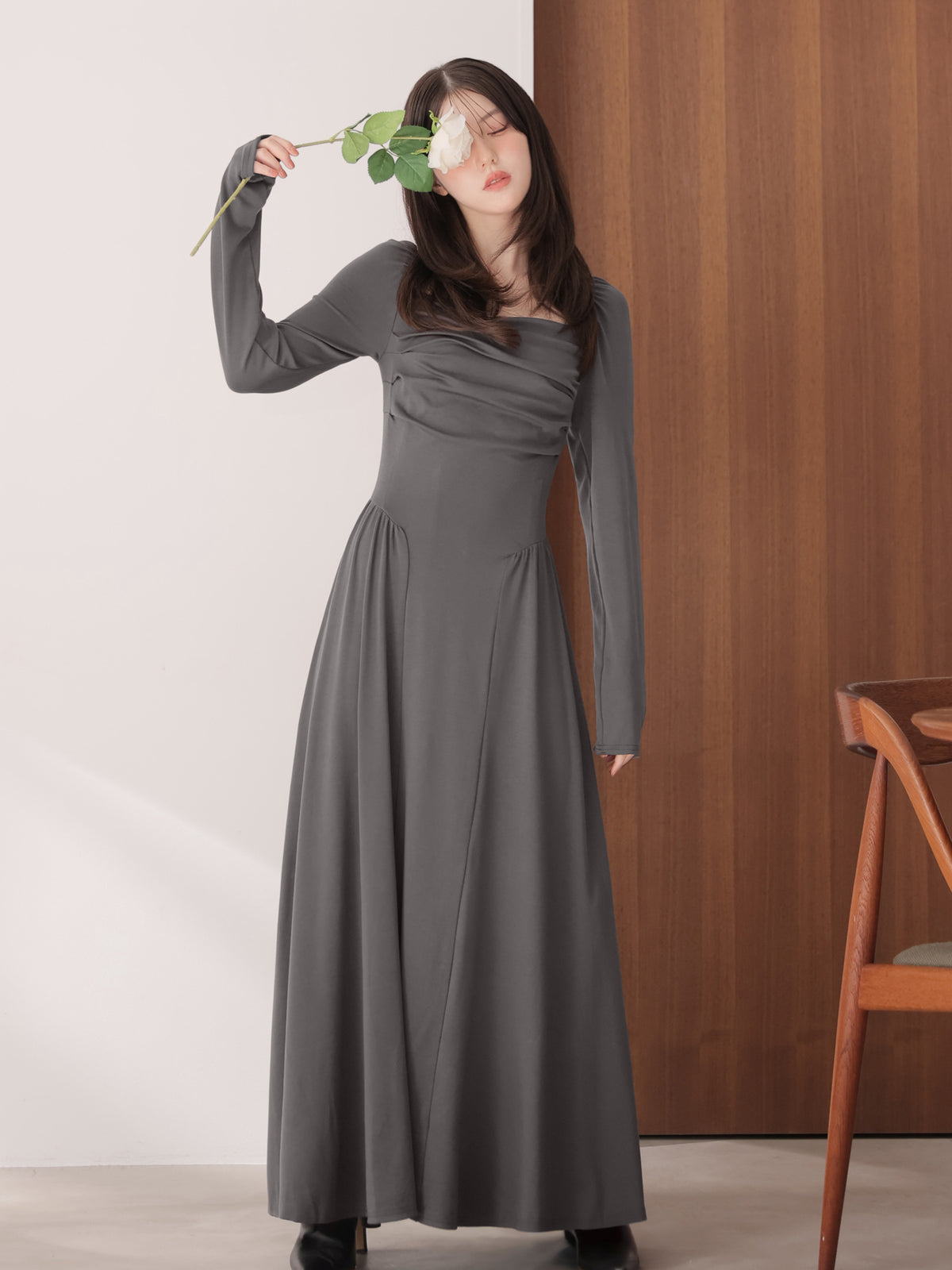 Draping cutsew long onepiece