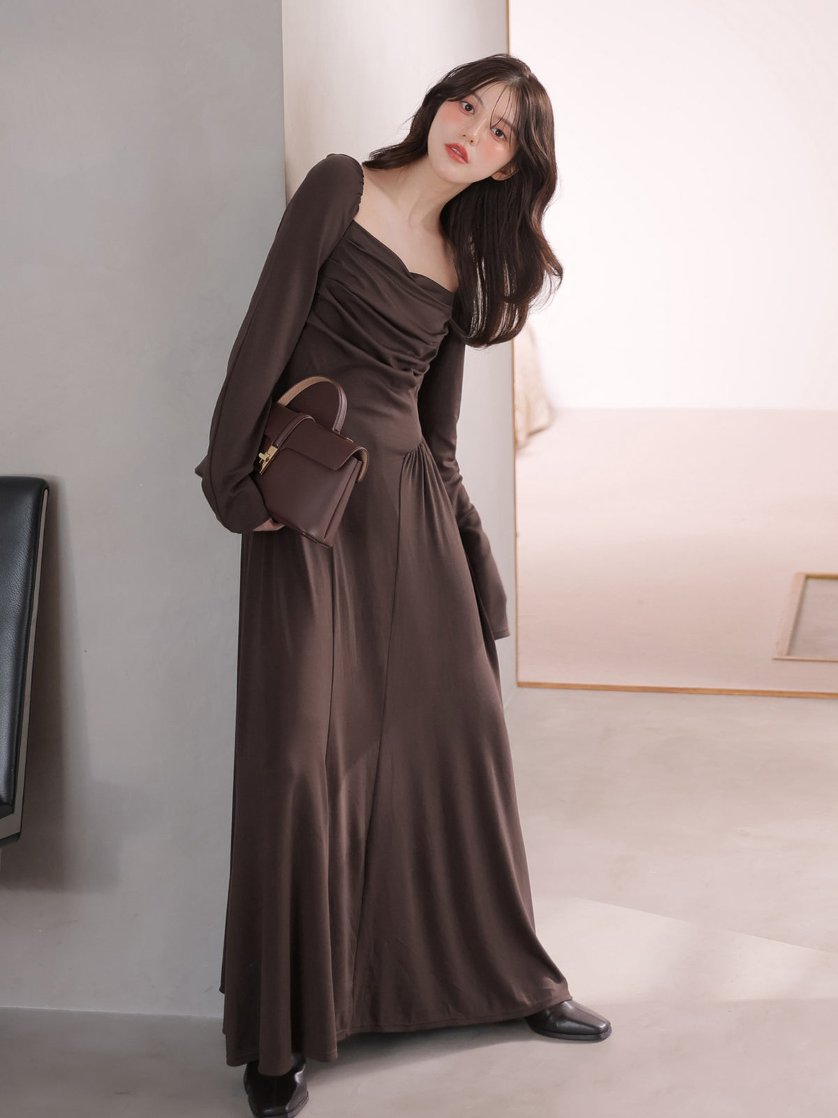 Draping cutsew long onepiece