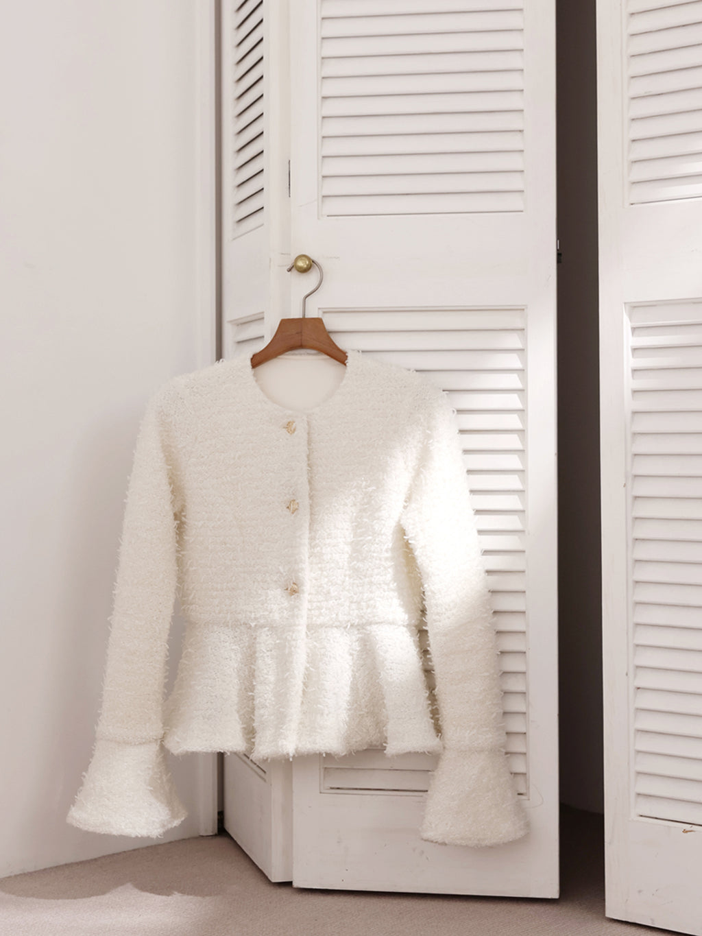 Knit tweed flare jacket