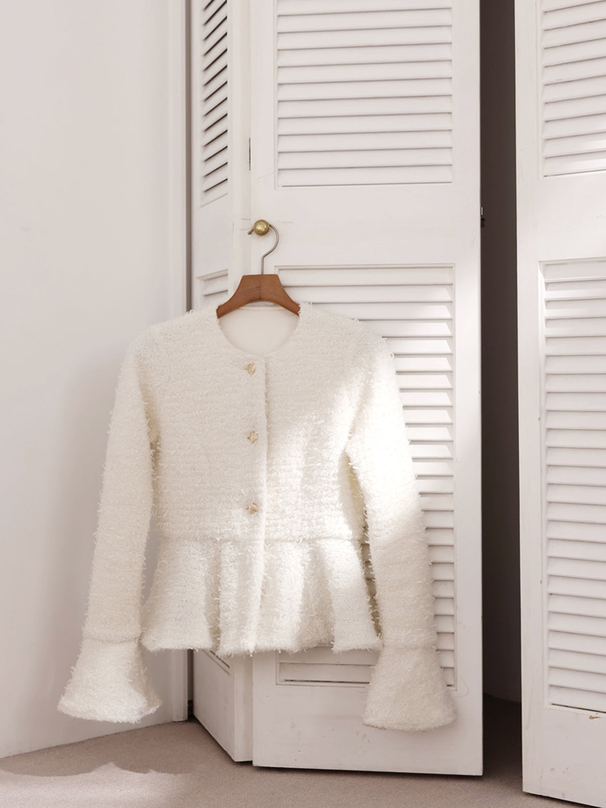 Knit tweed flare jacket