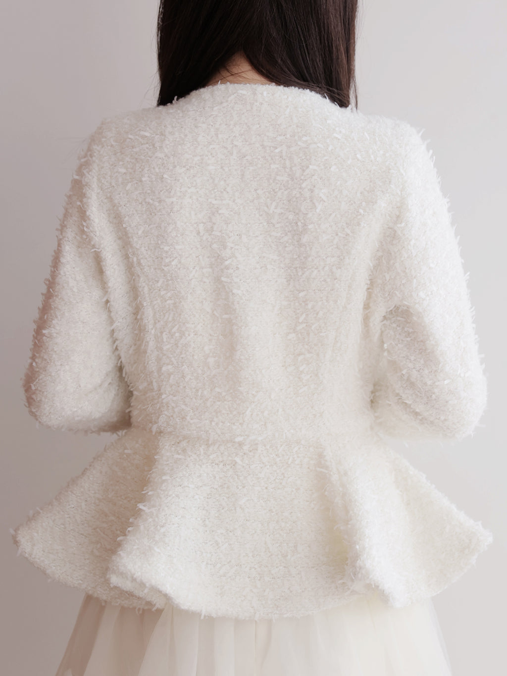 Knit tweed flare jacket