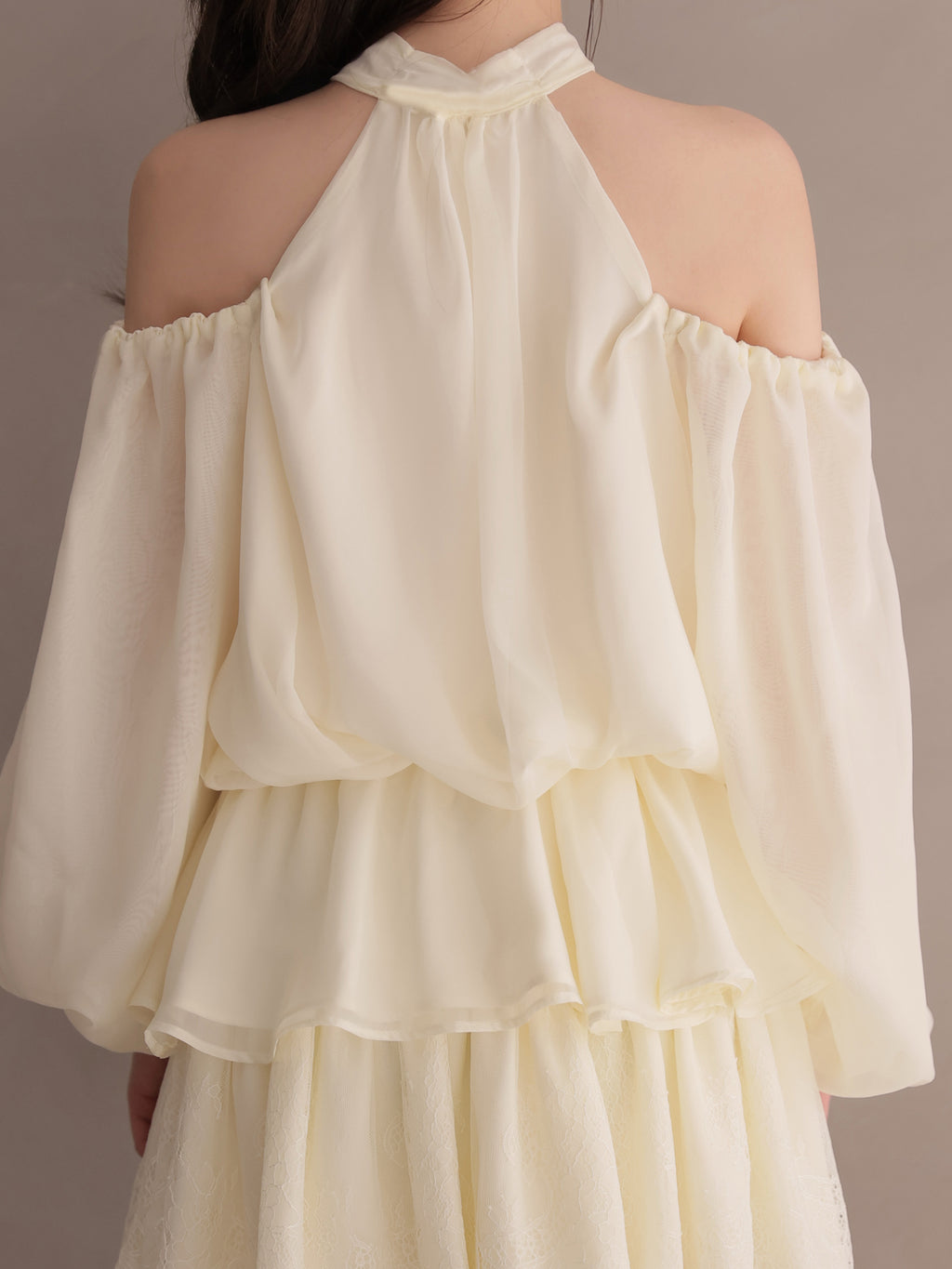 Chiffon ribbon peplum tops