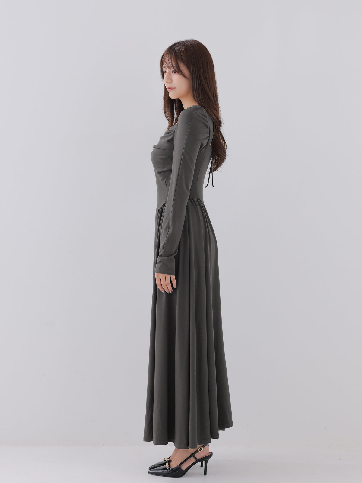 Draping cutsew long onepiece