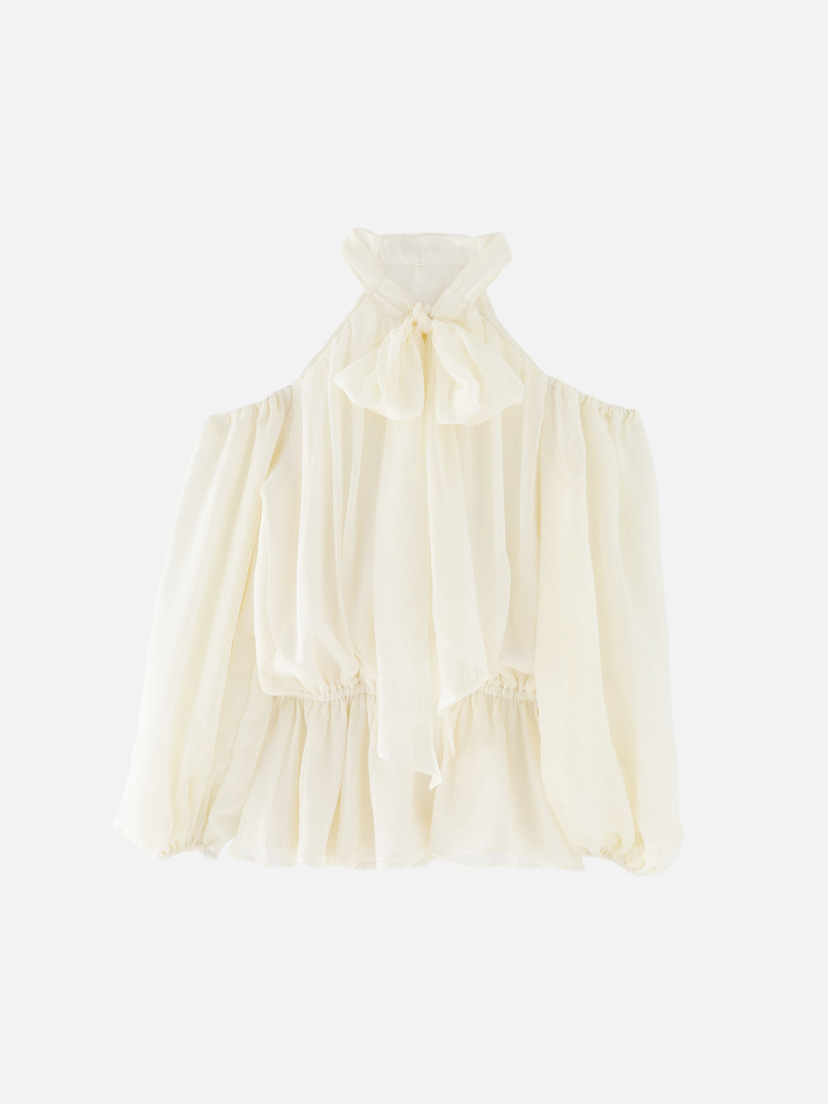 Chiffon ribbon peplum tops