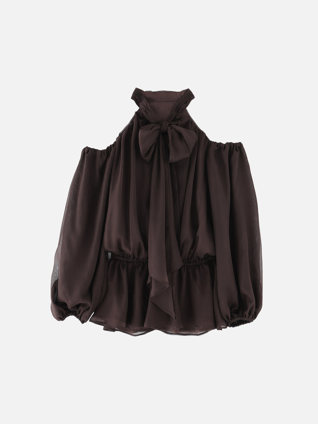 Chiffon ribbon peplum tops