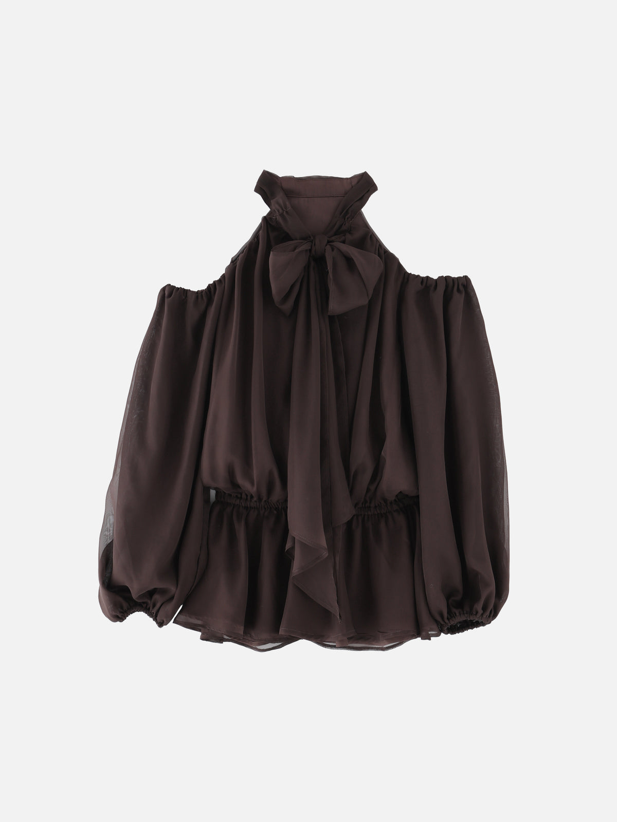 Chiffon ribbon peplum tops
