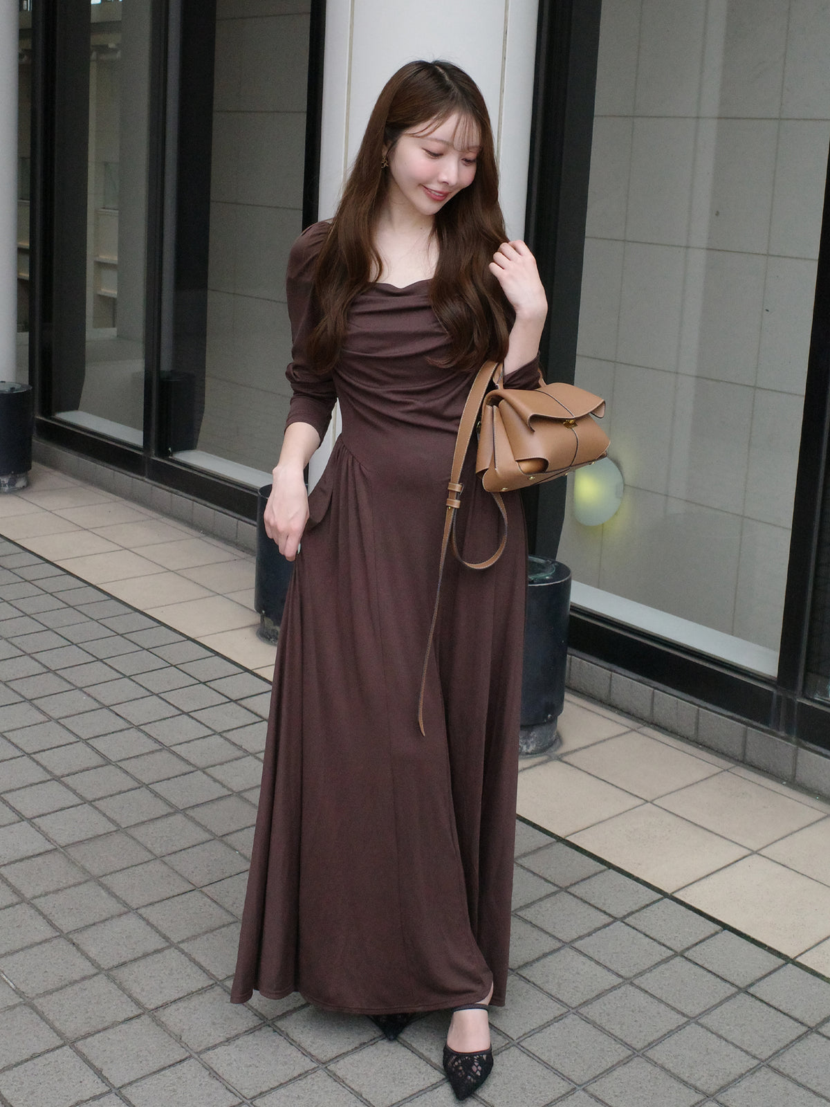 Draping cutsew long onepiece