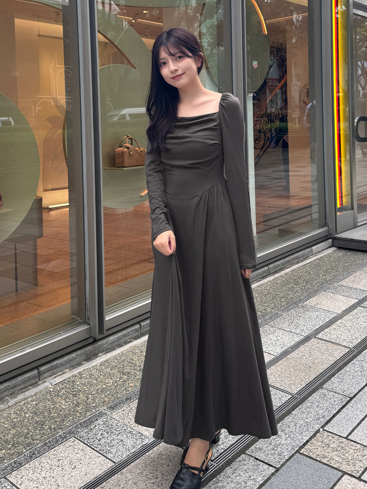 Draping cutsew long onepiece
