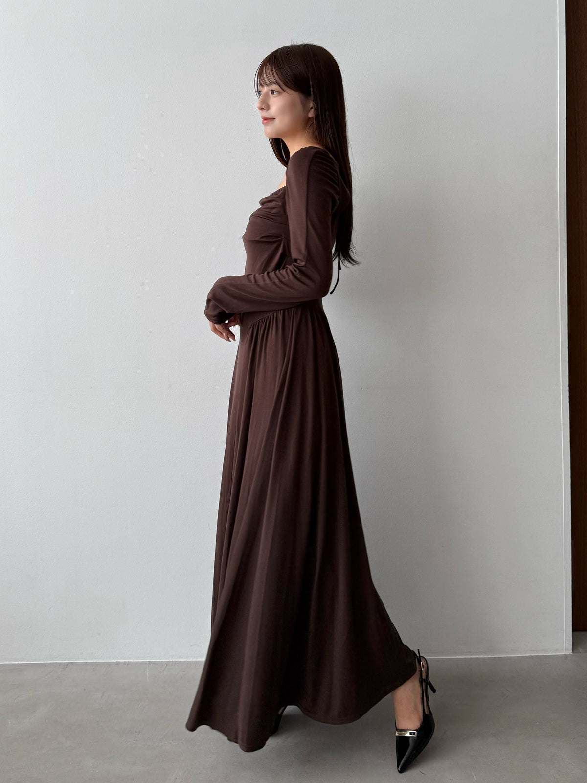 Draping cutsew long onepiece